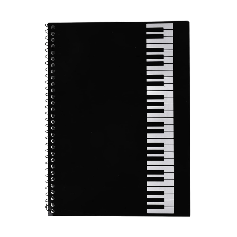 Sheet Music Notebook with Spiral Binding, Made of Black Kraft Paper, Blank, 50 P