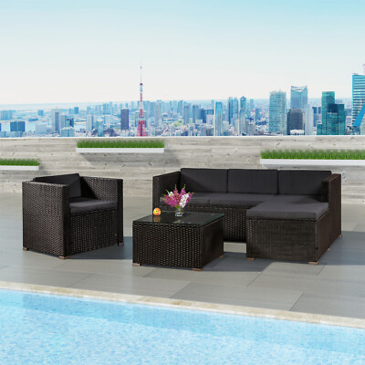 Gartenmöbel Polyrattan Lounge Sitzgruppe Gartenset Möbel dunkelgrau ArtLife®