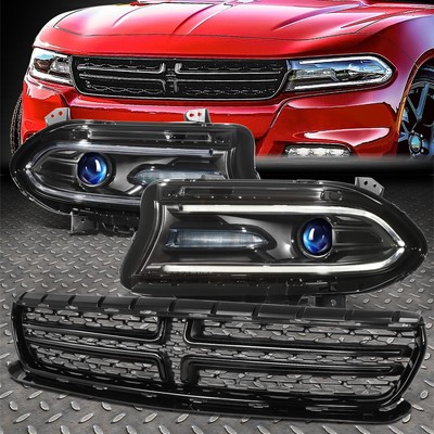 [LED DRL] Для проекторных фар в стиле Dodge Charger OE 15-22 +Хромированная решетка радиатора