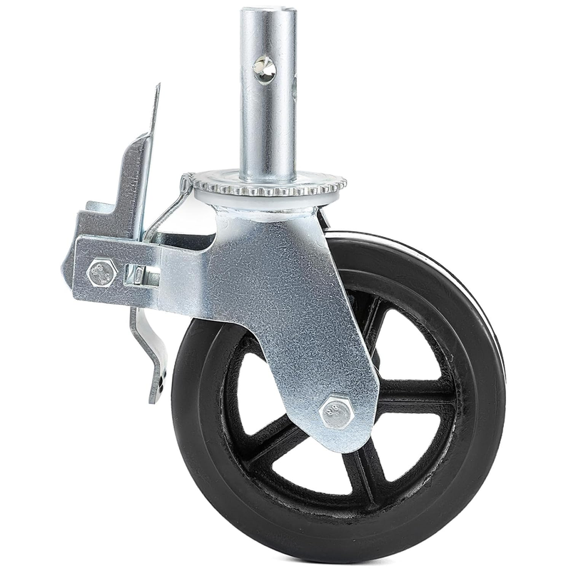 4 Pack 8 Inch Iron Core Polyurethane Swivel Caster with Dual Locking Brake Adjus