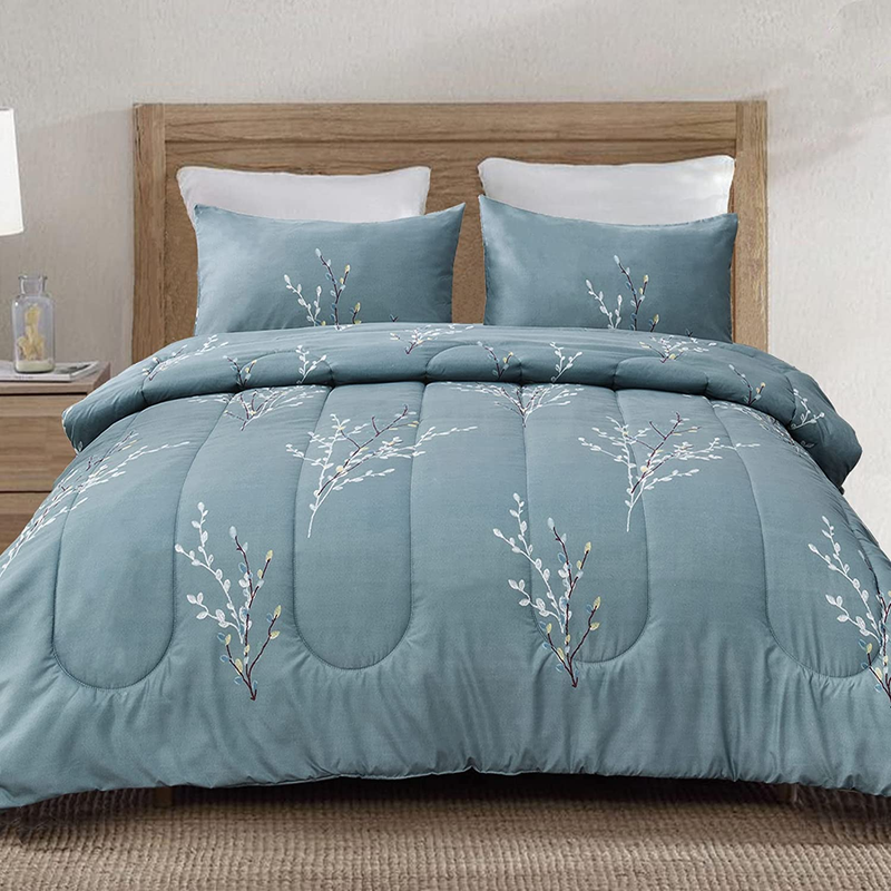 3-Piece Floral King Size Comforter Set, Microfiber Bedding down Alternative Comf