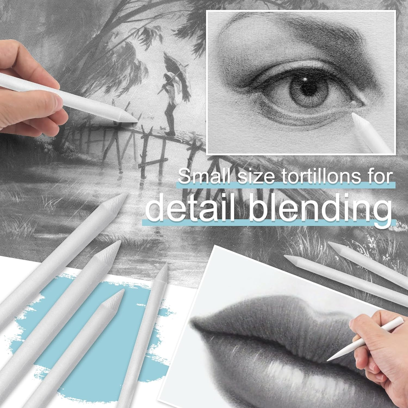 20 Pc Blending Stumps & Tortillions for Drawing, Art Blenders for Shading & Sket