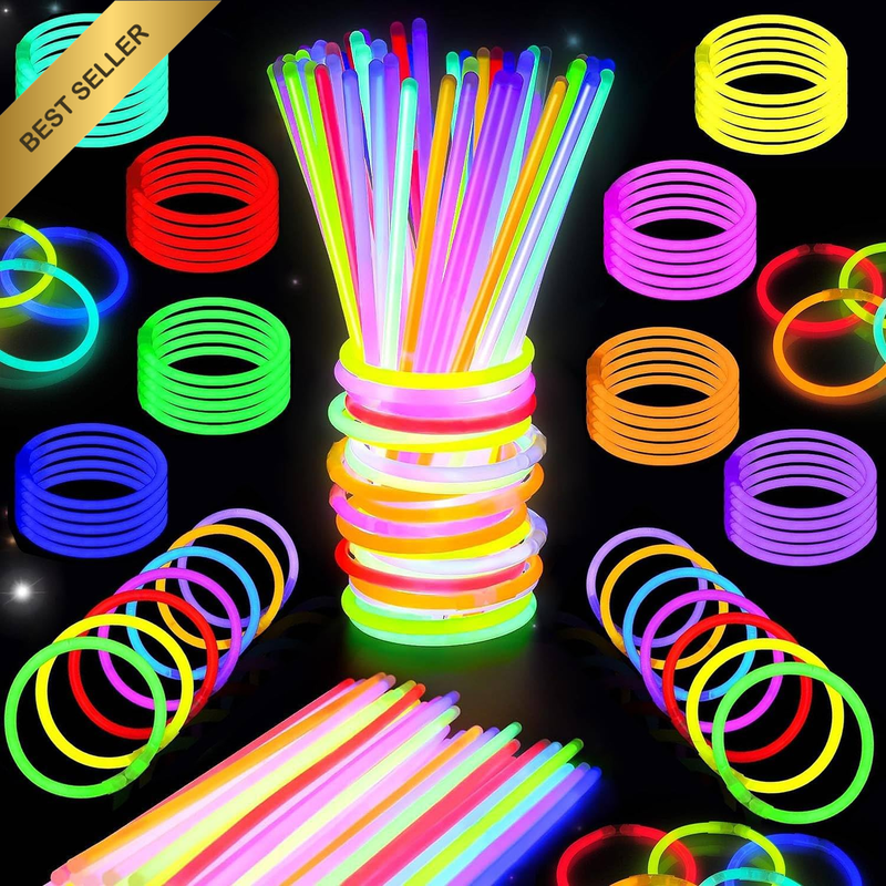 Glow Sticks Bulk Party Favors 100Pk - 8 Inch Glow in the Dark Party Supplies, Gl