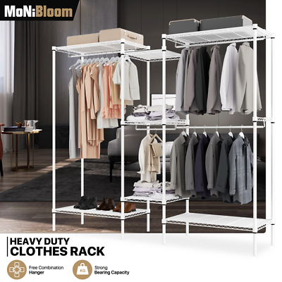 Adjustable Garment Rack Heavy Duty Clothes Organizer Metal Closet