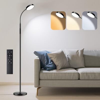 Deckenfluter LED Dimmbar mit Leselampe, Stehlampe Wohnzimmer Stehleuchte 164cm
