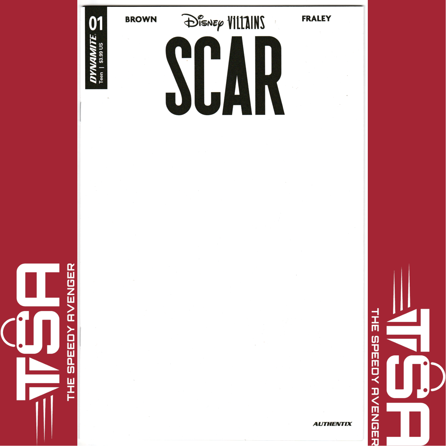 DISNEY VILLAINS SCAR #1 White Blank Sketch Variant Authentix Lion King Comics