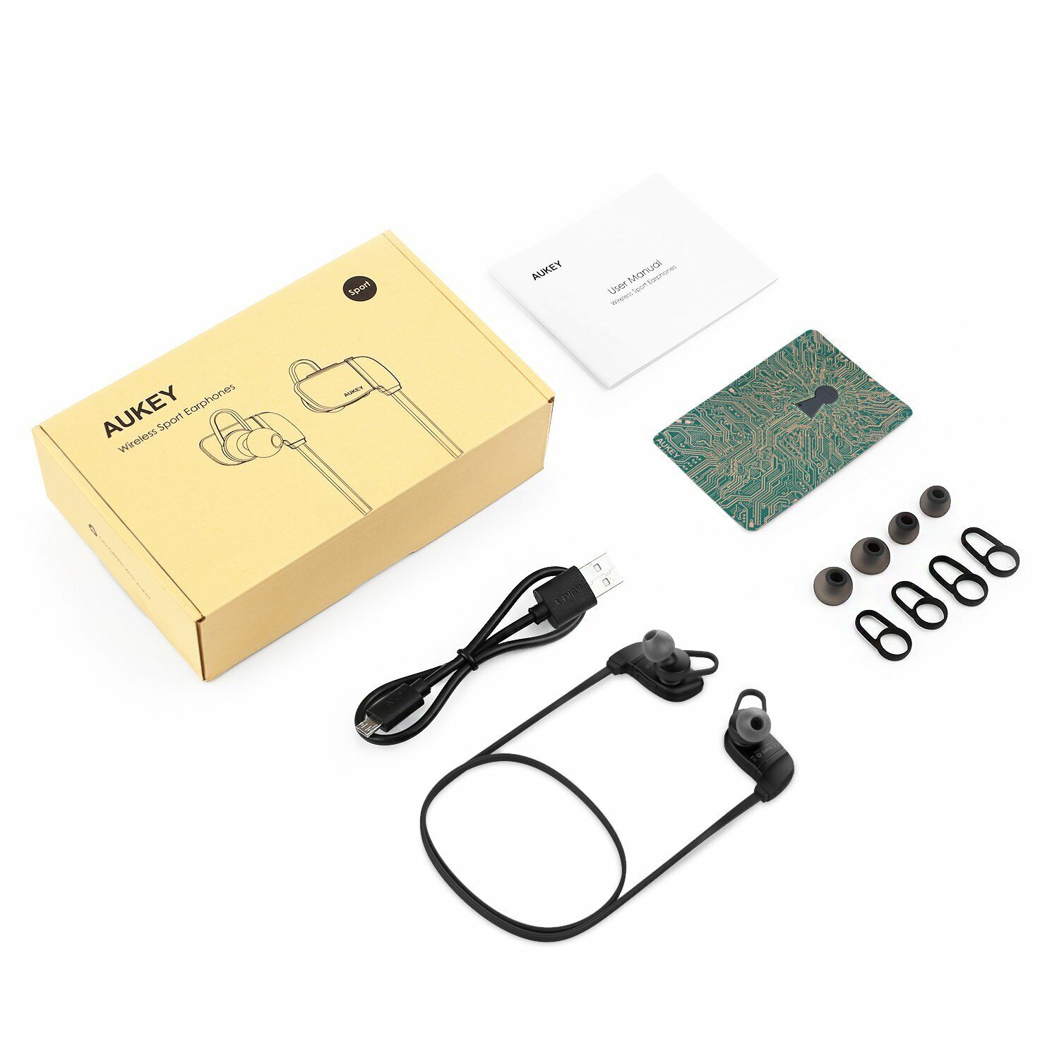 AUKEY EP-B27 SPORTKOPFHÖRER  MIT BLUETOOTH 4.1 UND MIKROFON, ZUM LAUFEN, SCHWARZ