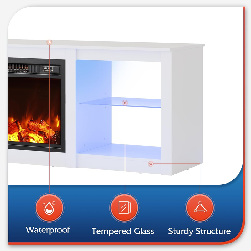 WLIVE Fireplace TV Stand for Tvs up to 65 Inch, Electric Fireplace TV Console wi