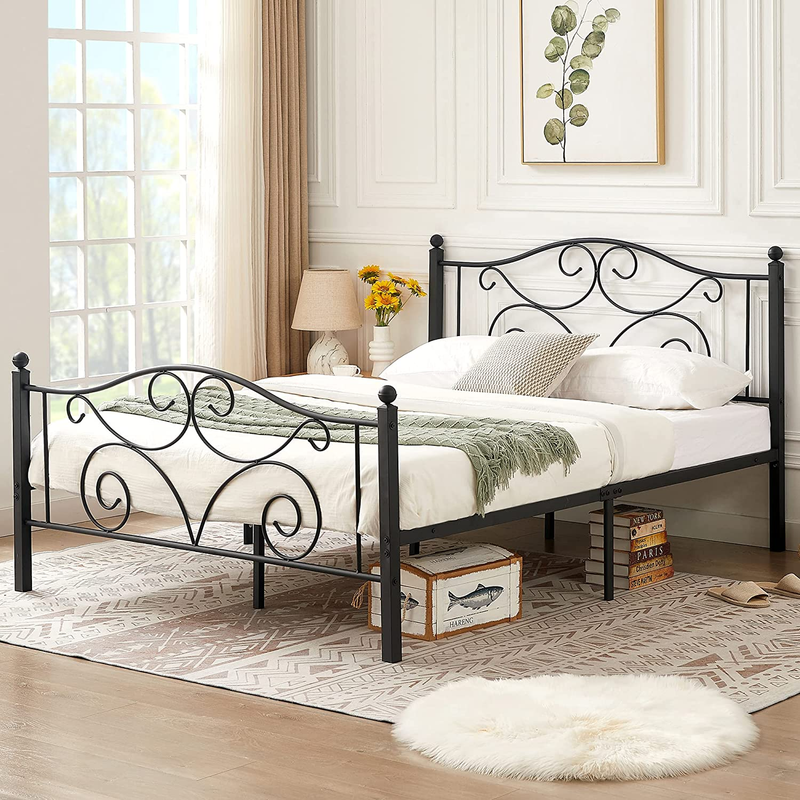 With Headboard And Footboard, Iron Mattress Foundatio