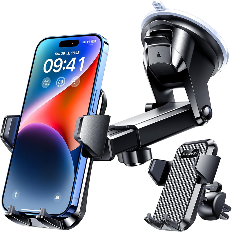 [85+LBS Strongest Suction & Clip] 2025 Upgrade Car Phone Holder [Patent & Safety