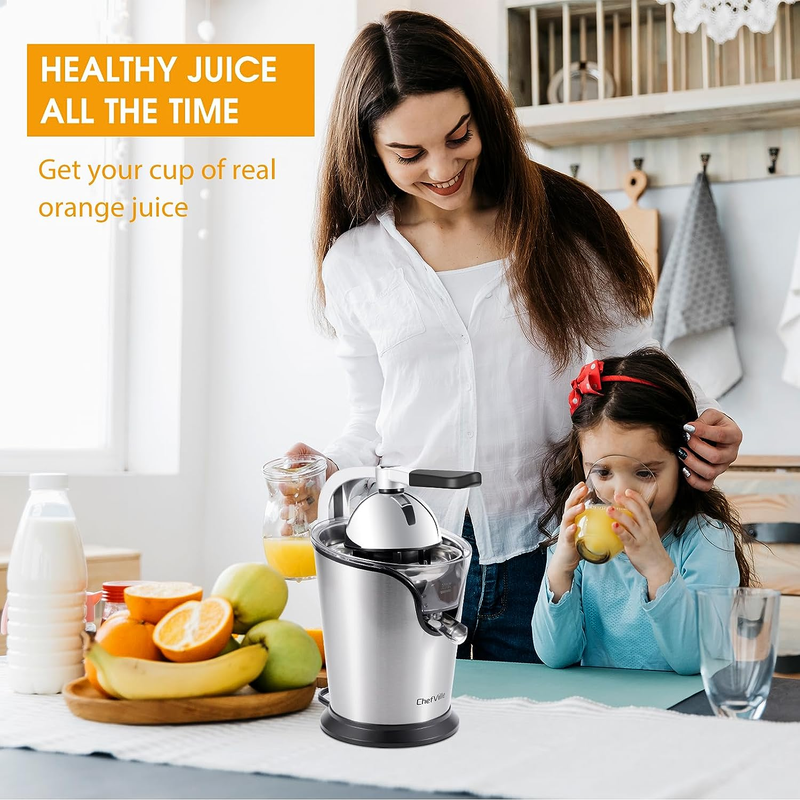 CJ02 Electric Citrus Juicer Stainless Steel Orange Juicer with 2 Cones
