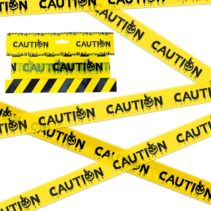 Halloween Decorations Caution Tape,Yellow&Black Caution Hazard Warning Tapes Rol