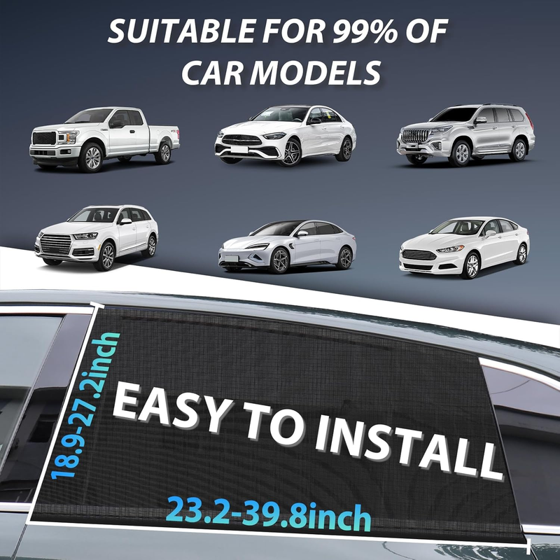 Car Window Shades(2 Pack)-Certified Car Side Window Sun Shades, UV Protection Br