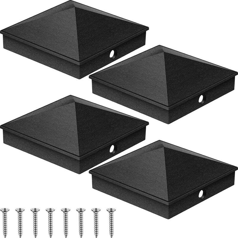 4 Pack 6X6 Aluminum Post Caps Black (Actual 5.5" X 5.5") Aluminum Pyramid Fence