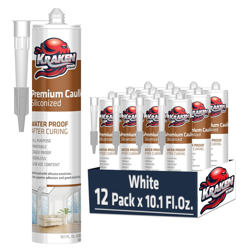 Paintable Caulk White - (12X10.1 Fl. Oz.) Premium Acrylic Latex Sealant for Trim