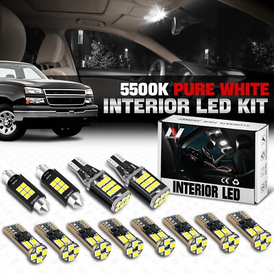 [12шт] Для 99-07 Silverado Sierra Белая внутренняя светодиодная карта купола, Лицензионная лампочка