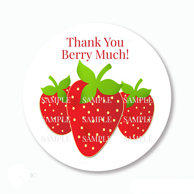 Strawberries Thank You Berry Much Scrapbook Stickers Strawberry Favor Stickers