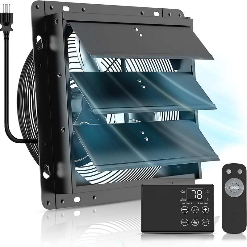 Exhaust Fan 760 CFM for Garage Attic Sheds Greenhouses Shops Thermostat Remote