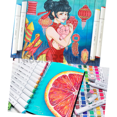 Ohuhu 60 Colors Dual Tips Permanent Marker Pens Art Markers Highlighters with...