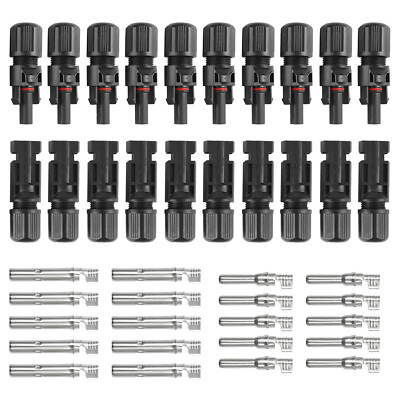 10x Pairs Solar Panel Connectors Set IP67 30A DC PV Cable Ends Connection