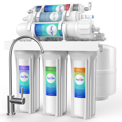 6 Stage PH Alkaline Reverse Osmosis Drinking Water Filter System Faucet Purifier