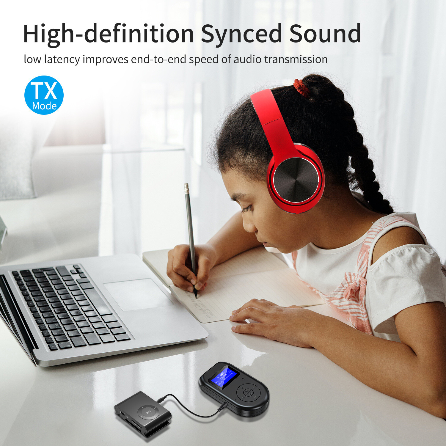 3in1 Bluetooth 5.0 Transmitter Receiver Wireless Audio 3.5mm Adapter With Screen