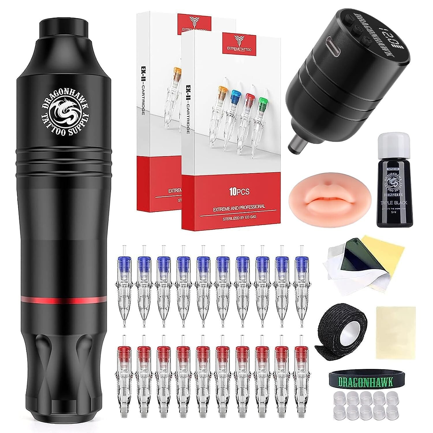 Dragonhawk-ワイヤレスロータリーExtreme X3 [3.5mm] Dragonhawk Wireless Cartridge Tattoo Machine Kit Pen Rotary