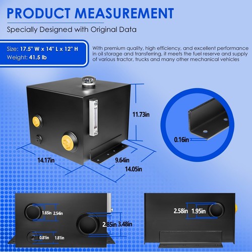 7-Gallon Hydraulic Fluid Reservoir Tank, Side Vertical-Mount, with Temp Gauge