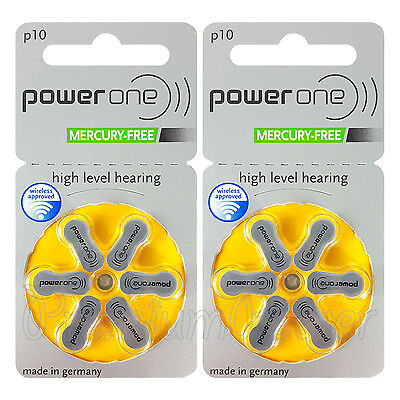 Power One 10 Size Hearing aid batteries * Zinc air Mercury free Varta x 60 cells