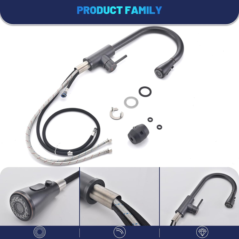 Oil Rubbed Bronze Kitchen Faucet with Pull down Sprayer,  Brushed Bronze Sink Fa