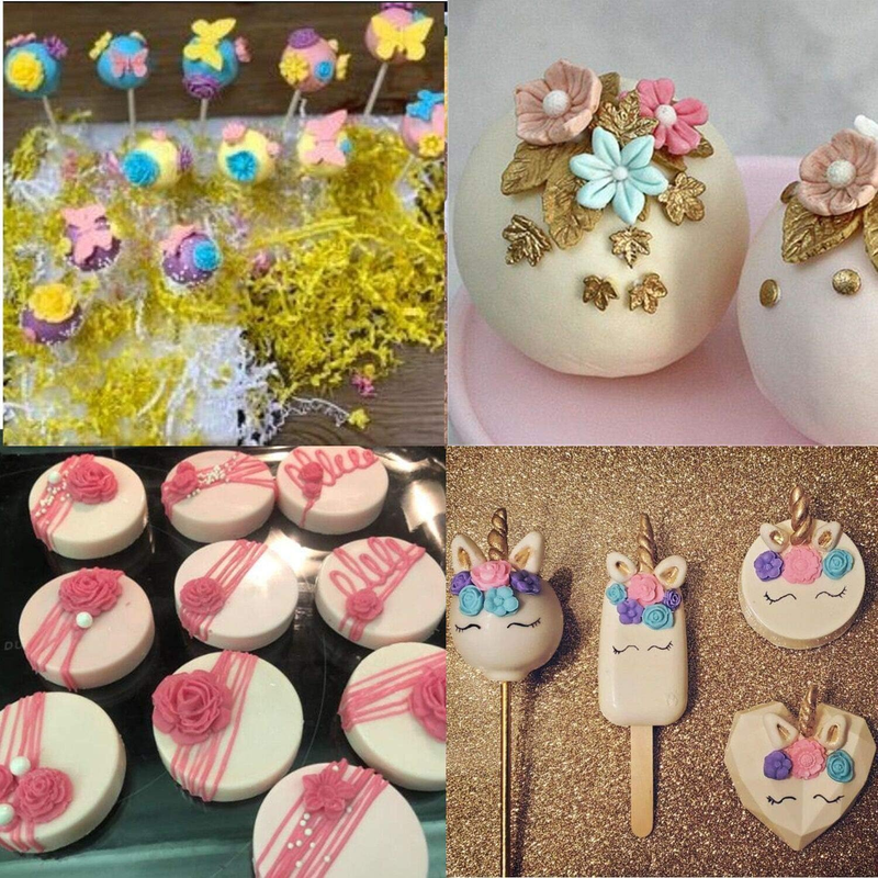 Silicone Cake Mold Set -8 Pcs, Rose Butterfly Daisy Rose Leaf and Mini Flowers F