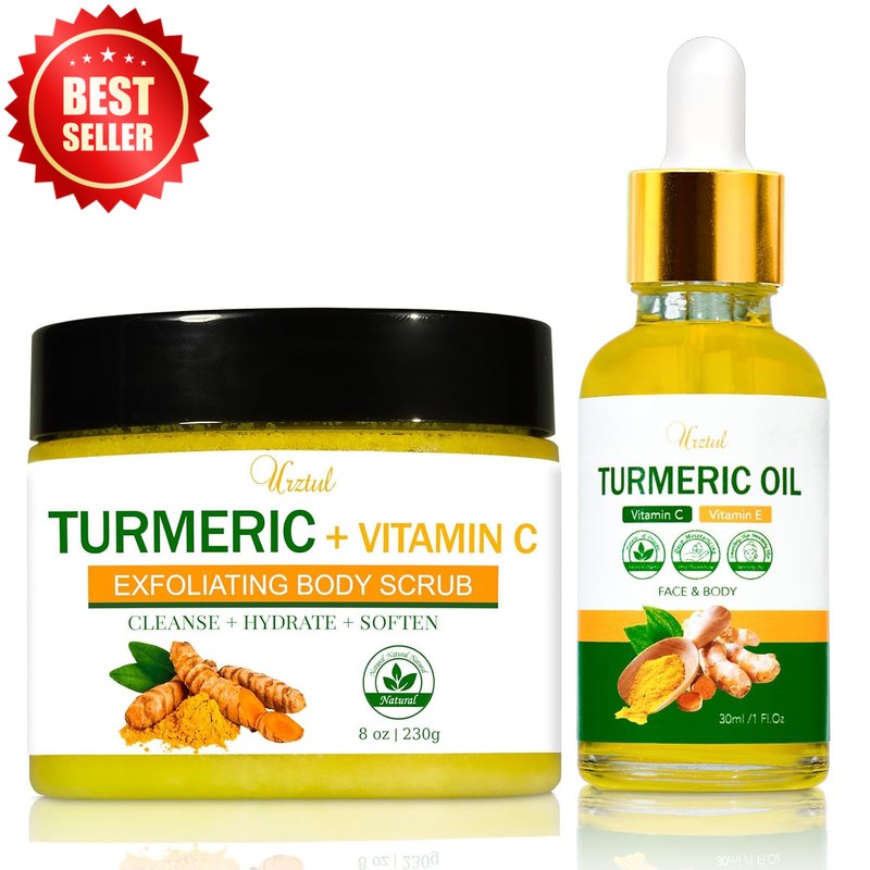 Turmeric Body Scrub Oil Set Exfoliating Dead Skin for Face Hands Feet US
