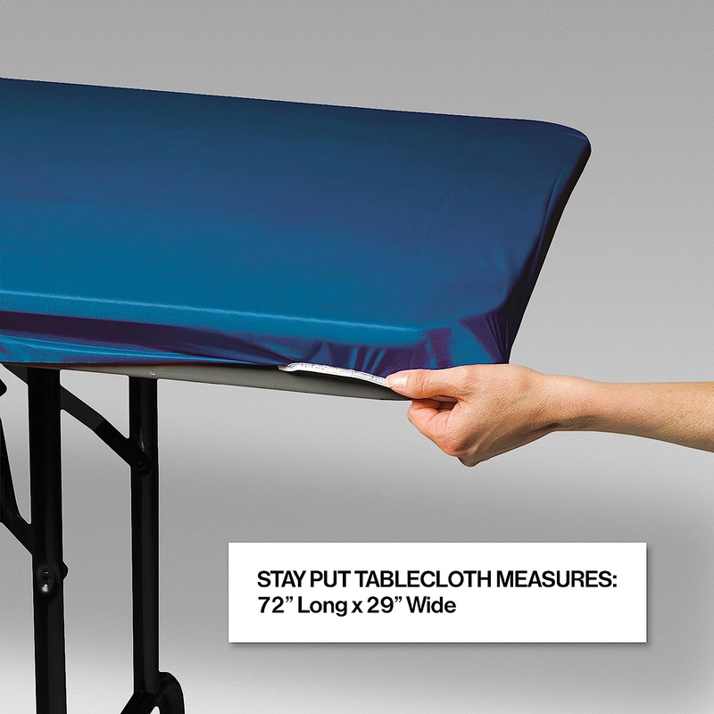 Plastic Stay Put Banquet Table Cover, 29 by 72-Inch, Royal Blue