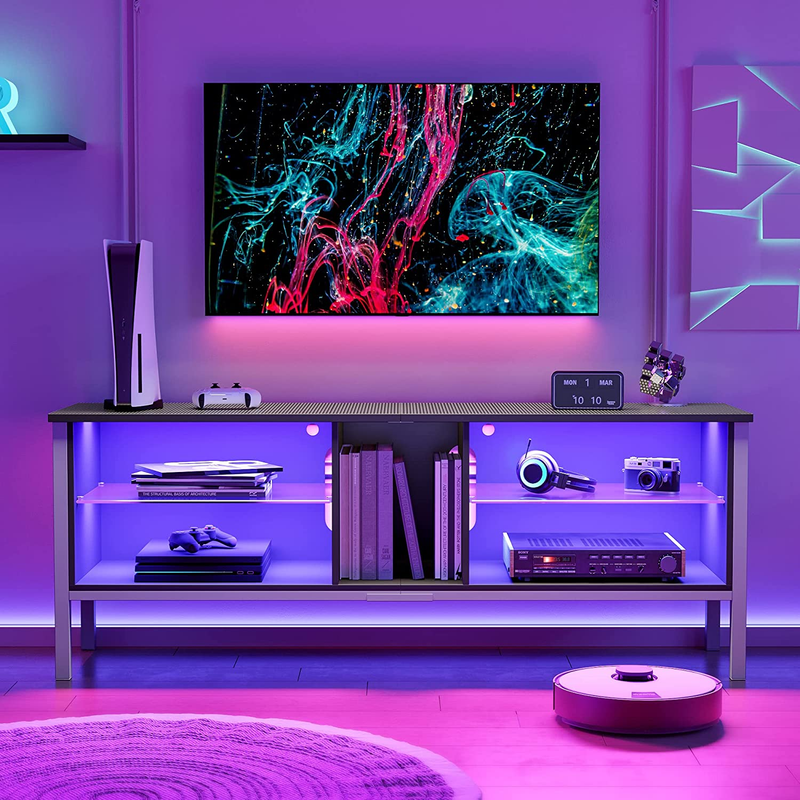 Gaming Entertainment Center for 65+inch TV w/LED Lights&Adju