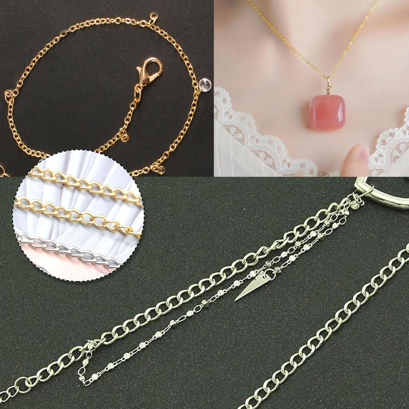Silver Gold Chain for Jewelry Making 66 Feet Necklace Bracelet Jewellery Making