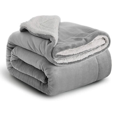 Large Sherpa Fleece Blanket 400 Gsm Super Soft Reversible Warm Sofa Bed Throws