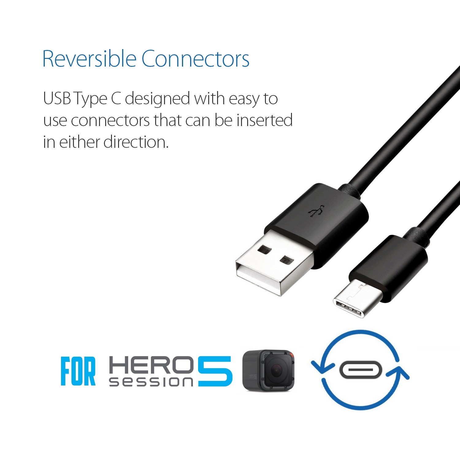 2pack For GoPro Hero5 Session Camera USB Data Sync Power Charger