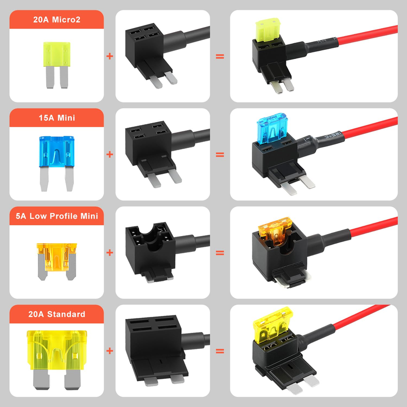 12 Pack 12v Add-a-Circuit Fuse Tap Kit – 4 Types (ATO, ATC, ATM, Apm) with Stand