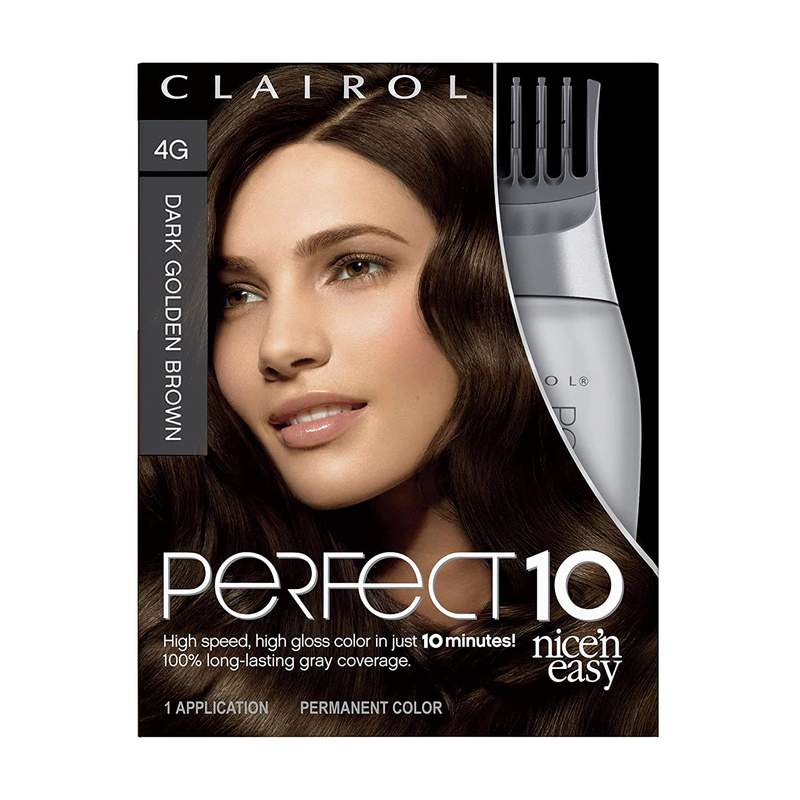 Clairol Nice'N Easy Perfect 10 Permanent Hair Dye 4G Dark Goldn Brown Hair Color