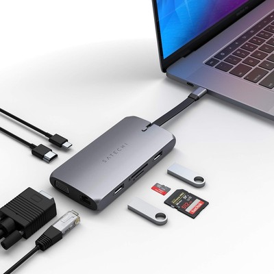 Satechi USB C Multiport Adapter, USB C Hub 9 in 1, On-The-Go Multiport Adapter