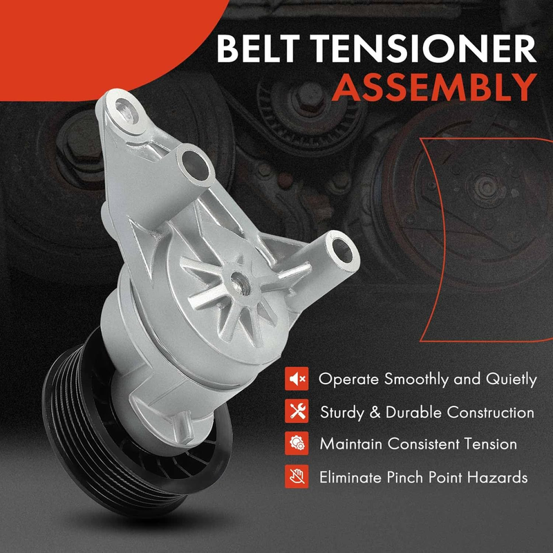 Belt Tensioner Assembly with Pulley Compatible with Chevrolet, GMC, Cadillac - S