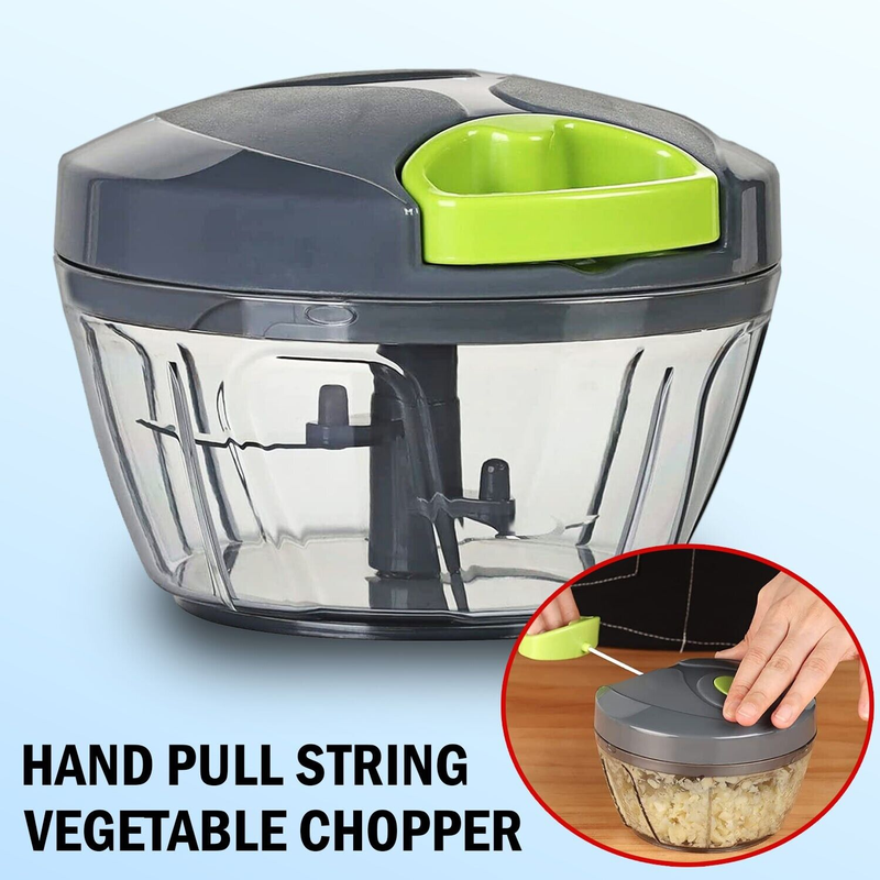 Manual Pull String Operated Blender/Vegetable Dicer; Hand-Held Vegetable Chopper