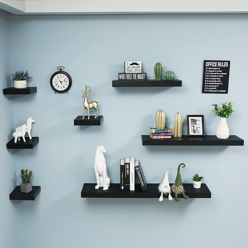 Black Mission Floating Shelves for Wall for Bedroom Living Room and Kitchen