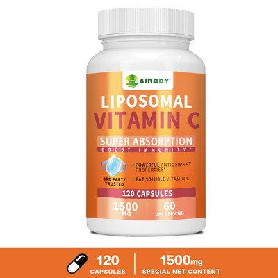 120pcs Liposomal Vitamin C 1500mg - High Absorption, Support Brain Function