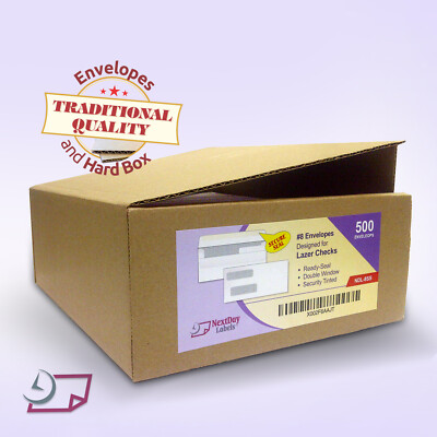 500 #8 Double Window Security Check Envelope, Flip and Seal for Quickbooks 