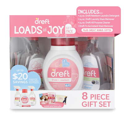 Dreft Loads of Joy Gift Set W/ Baby Laundry Detergent & Stain Remover 8 Pieces