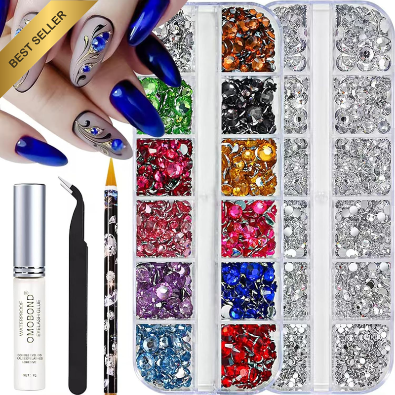 Flat Back Rhinestone Kits Colorful Rhinestones+Crystal Ab&Transparent White Face