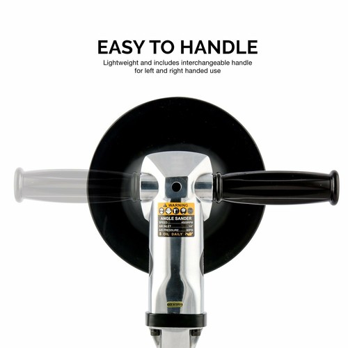 7" Stainless Pneumatic Air Angle Polisher Buffer Variable Speed 1,500-2,600 RPM