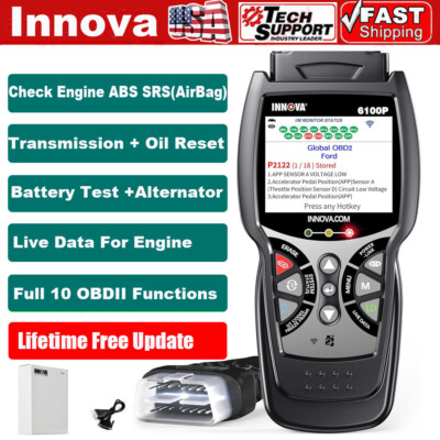 INNOVA 6100P OBD2 Scanner ABS SRS Transmission Oil Reset Code Reader Diagnostic