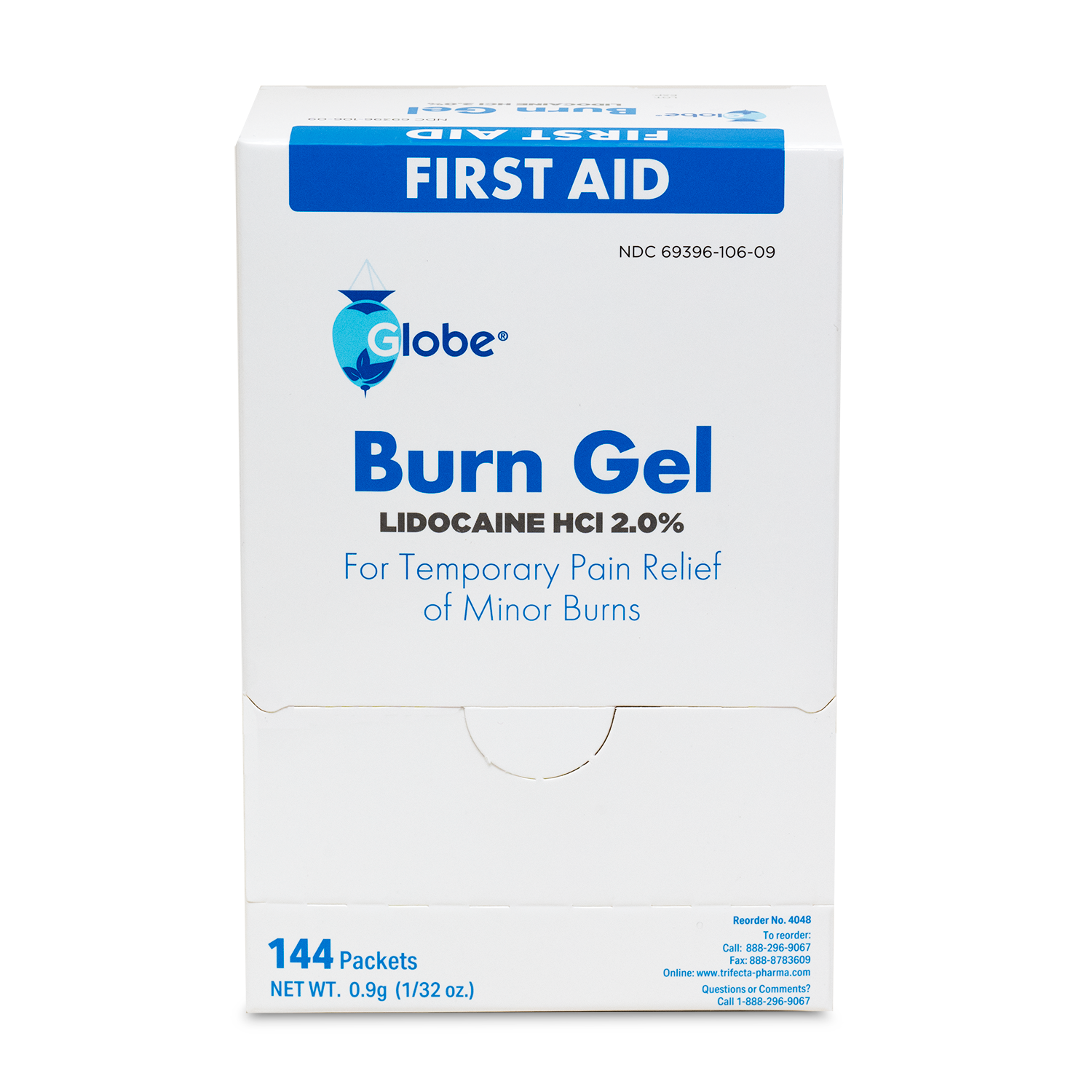 Globe First Aid Burn Gel 0.9g Packets, (Box of 144) First Aid Burn Gel!